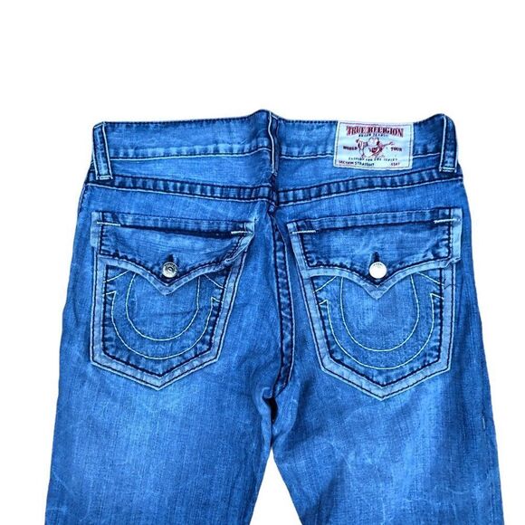 Rare True Religion Jeans Size 34 STRAIGHT FLAP OUTLINE MIDNIGHT BLUE - Picture 6 of 8